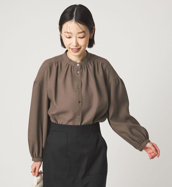 UNITED ARROWS green label relaxing「袖ボリューム ギャザー ブラウス マシンウォッシャブル 通気性」|シャツ・ブラウス|