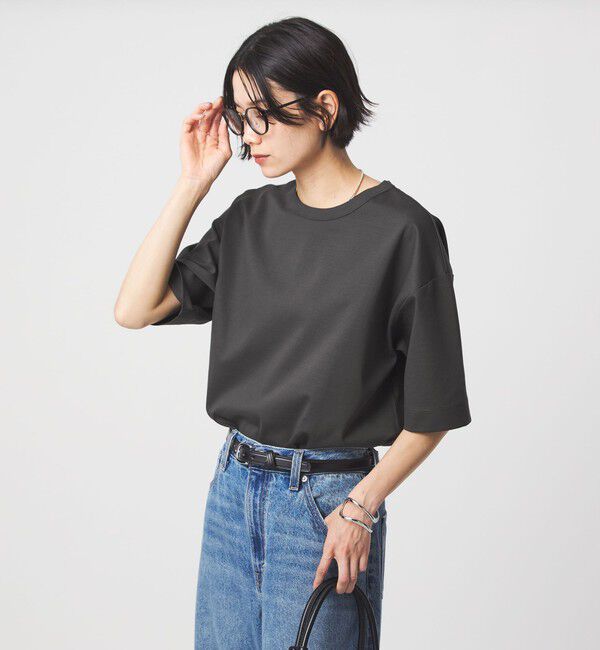 UNITED ARROWS green label relaxing「クロップド ポンチ Tシャツ」|Tシャツ・カットソー|DK.GRAY