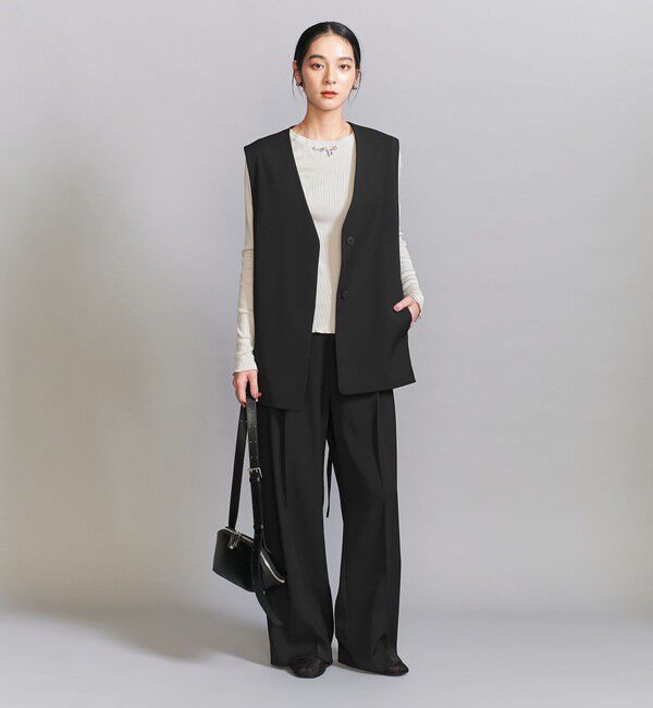 BEAUTY&YOUTH UNITED ARROWS「【WEB限定 Wardrobe DAILY MINIMAL】ダブルクロス タックワイドストレートパンツ ウォッシャブル」|スラックス|