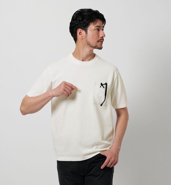 BEAUTY&YOUTH UNITED ARROWS「【WEB限定 WARDROBE SMART】マシーンウォッシュ 1ポケット ニット Tシャツ【抗菌防臭】」|Tシャツ・カットソー|