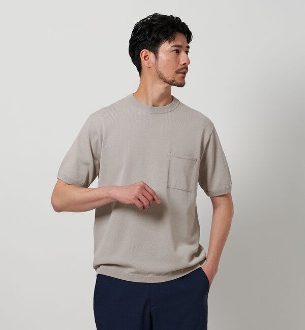 BEAUTY&YOUTH UNITED ARROWS「【WEB限定 WARDROBE SMART】マシーンウォッシュ 1ポケット ニット Tシャツ【抗菌防臭】」|Tシャツ・カットソー|