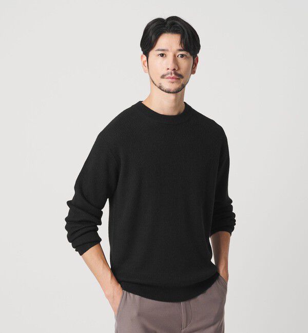 BEAUTY&YOUTH UNITED ARROWS「【WEB限定 WARDROBE SMART】マシーンウォッシャブル ウールミックス アゼ クルーネック」|ニット・セーター|