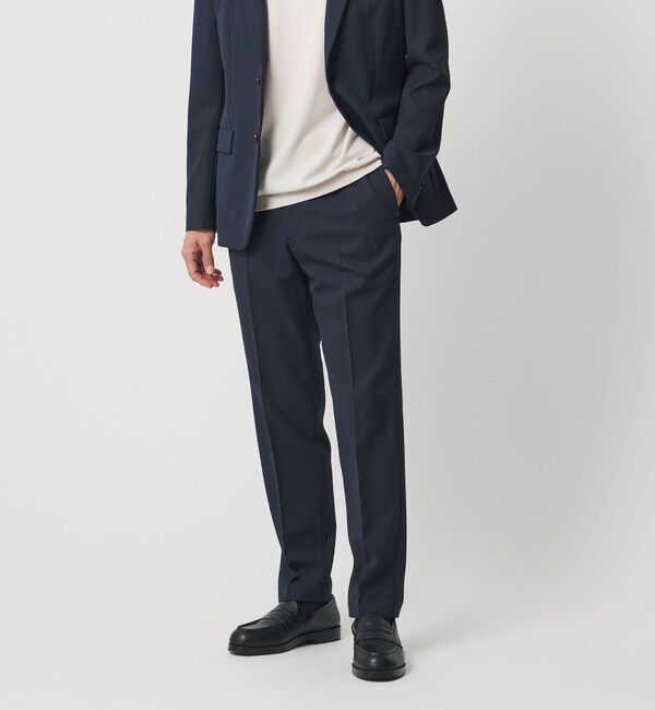 BEAUTY&YOUTH UNITED ARROWS「ピンヘッド ポリエステル ノープリーツ スリム パンツ NO.1 セットアップ対応可能」|チノ|