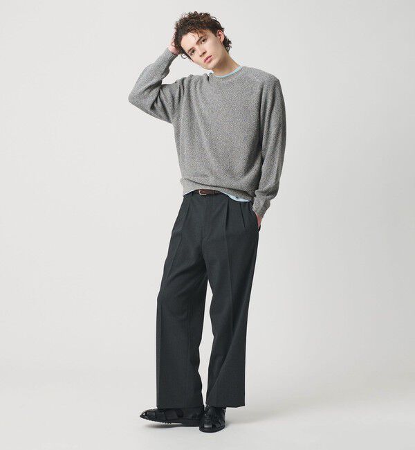 BEAUTY&YOUTH UNITED ARROWS「ブークレ ミックス 12ゲージ アゼ クルーネック ニット ウォッシャブル」|ニット・セーター|