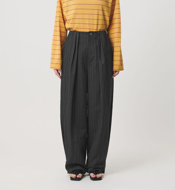 BEAUTY&YOUTH UNITED ARROWS「麻ブレンド ストライプ タブ タックパンツ」|スラックス|