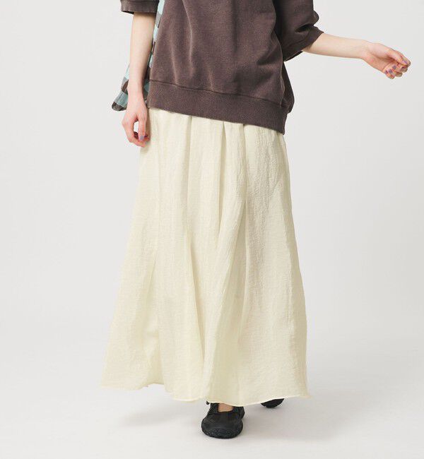 BEAUTY&YOUTH UNITED ARROWS「セルロースナイロン ワッシャーロングスカート ウォッシャブル」|スカート|WHITE