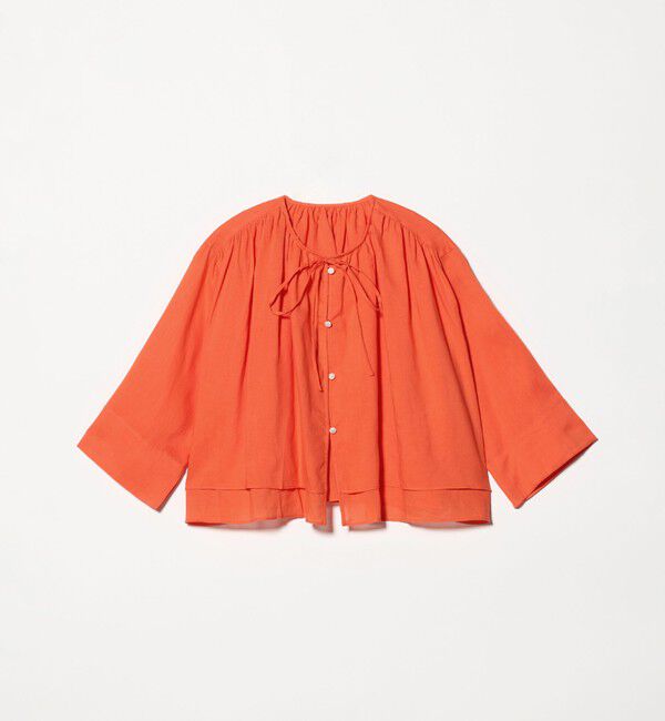 BEAUTY&YOUTH UNITED ARROWS「麻ブレンド フロントリボン ティアード シャツ ウォッシャブル」|シャツ・ブラウス|ORANGE