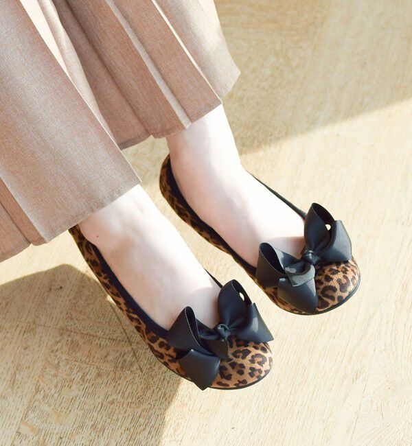 Ray BEAMS 「SEPTEMBER MOON / リボン バレエシューズ レオパード」|その他|LEOPARD