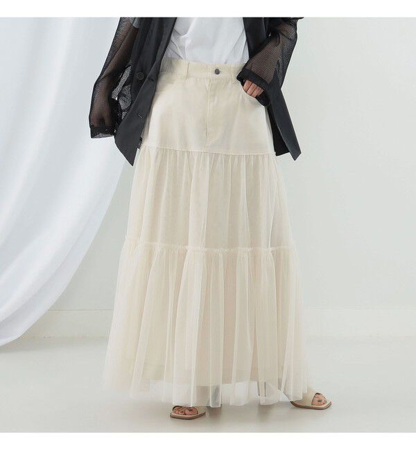 Ray BEAMS 「チュール キリカエ ティアード スカート」|スカート|