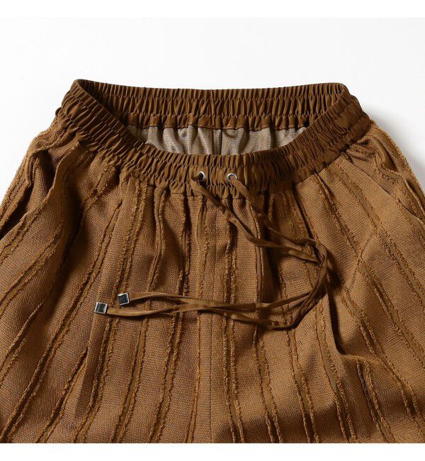 Ray BEAMS 「ストライプ ジャカード ワイド パンツ」|チノ|