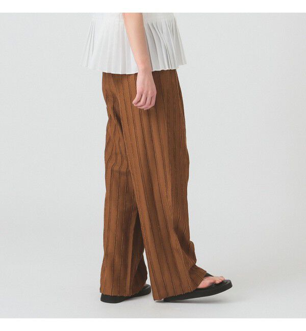 Ray BEAMS 「ストライプ ジャカード ワイド パンツ」|チノ|