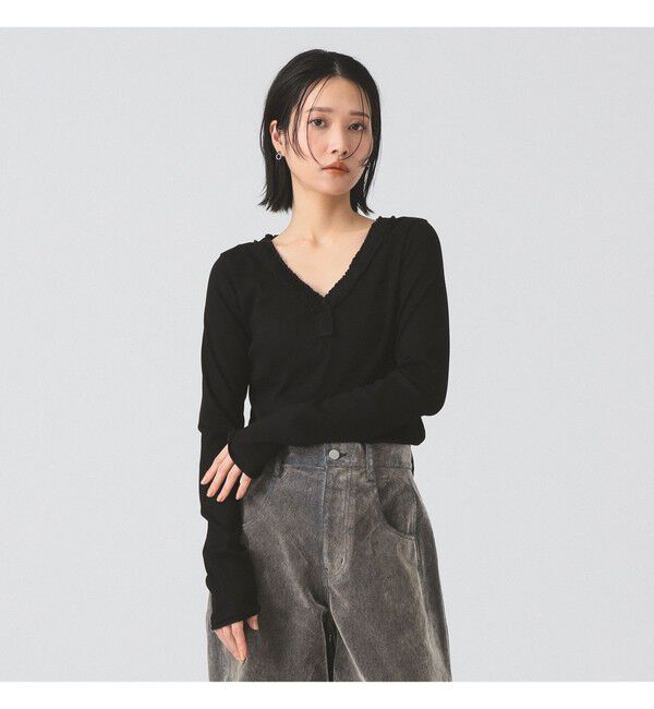 Ray BEAMS 「ギャザー ブレード Vネック トップス」|その他|