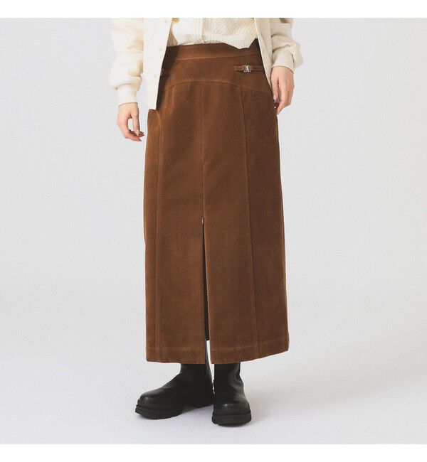Ray BEAMS 「フロッキー ジップ スリット スカート」|スカート|BROWN