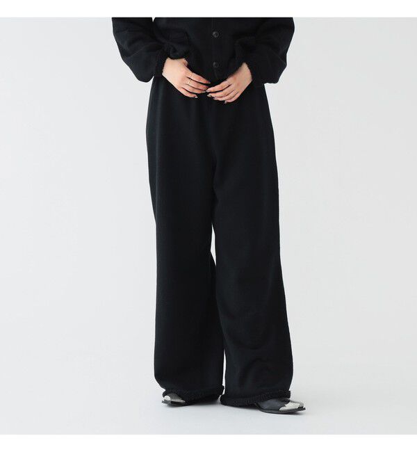 BEAMSBOY「maturely / ワイド フレア ジャージー パンツ」|チノ|BLACK