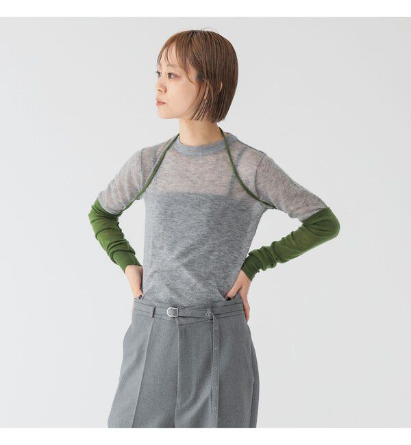 BEAMSBOY「maturely / ウール ショートスリーブ アンド アームカバー」|ニット・セーター|GREY