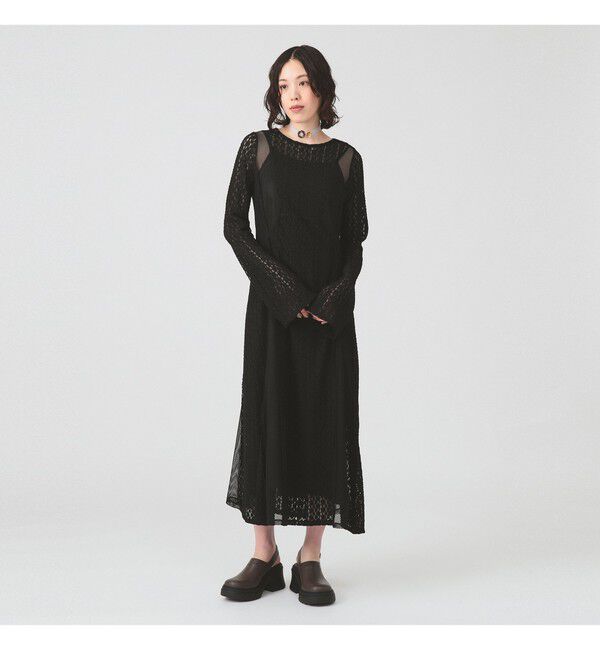 Ray BEAMS 「レース キリカエ メッシュ ワンピース」|ワンピース|
