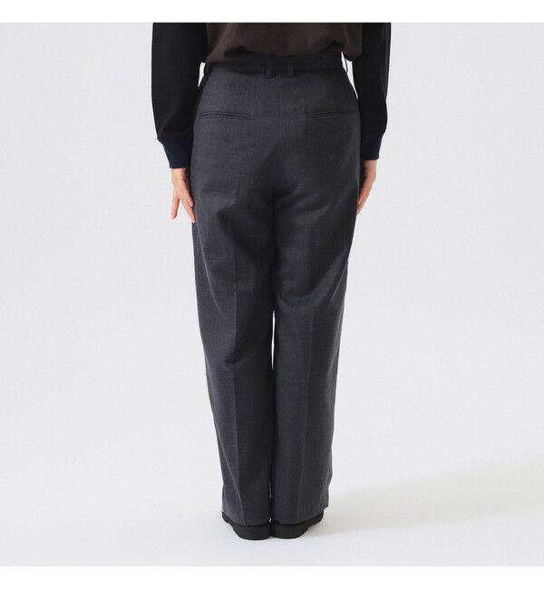 BEAMSBOY「ポリエステル ウール ツープリーツ ワイドパンツ」|チノ|