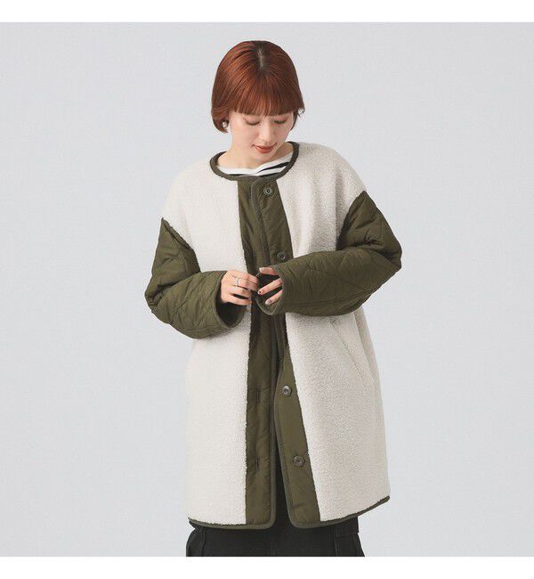 Ray BEAMS 「ボア キルト リバーシブル コート」|ダッフルコート|