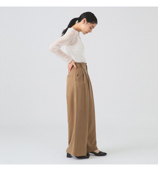 Ray BEAMS 「ヘリンボーン ハイウエスト ワイド パンツ」|チノ|