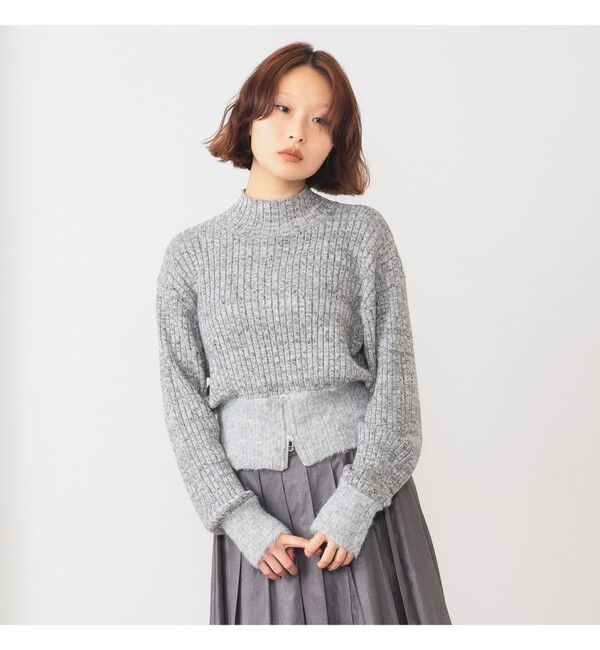 Ray BEAMS 「メランジ リブ ハイネック ニット」|ニット・セーター|GREY