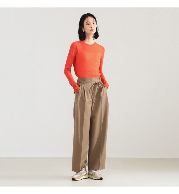 Demi-Luxe BEAMS 「ポリエステル ウール 2ループ ワイドパンツ」|チノ|