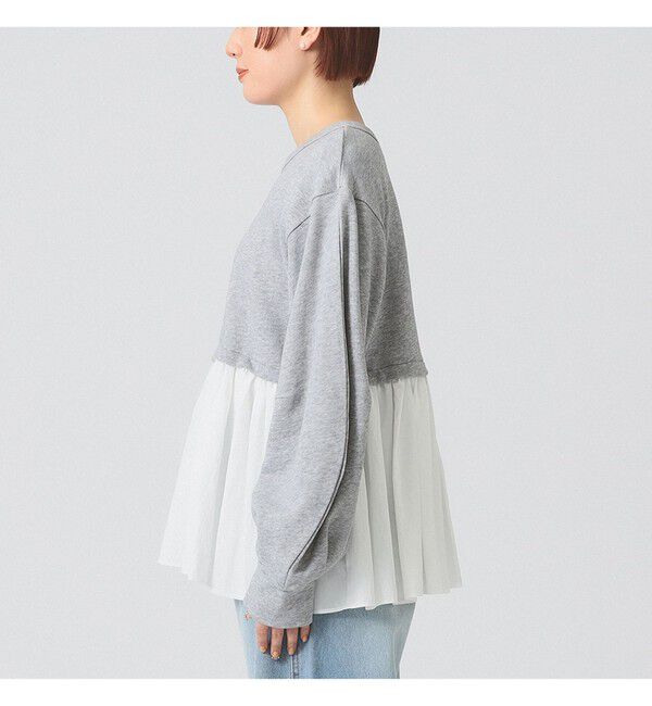 Ray BEAMS 「ギャザー キリカエ スウェット クルーネック トップス」|スウェット・ジャージ|