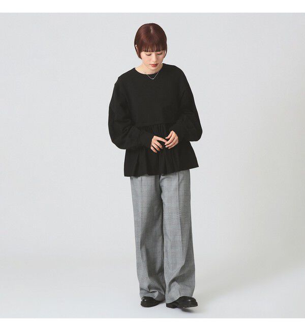 Ray BEAMS 「ギャザー キリカエ スウェット クルーネック トップス」|スウェット・ジャージ|