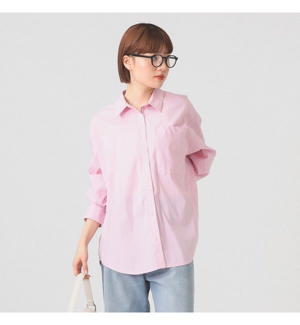 Ray BEAMS 「ストライプ ビッグ シャツ」|シャツ・ブラウス|PINK