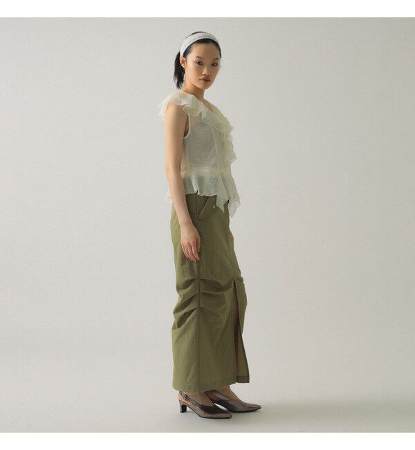 Ray BEAMS 「ラッフルカラー ノースリーブ ブラウス」|シャツ・ブラウス|