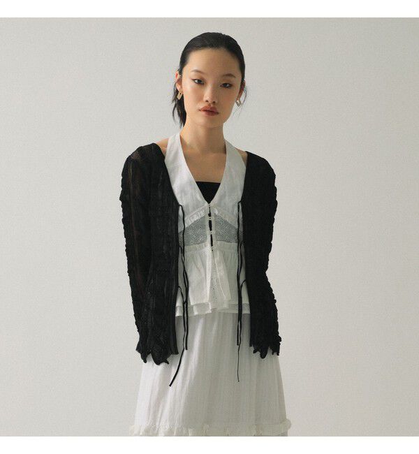 Ray BEAMS 「メッシュ ストライプ カーディガン」|カーディガン|