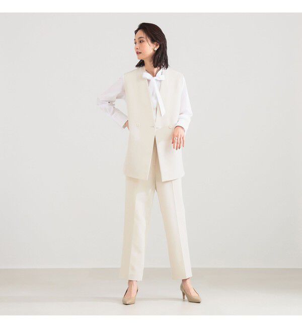 Demi-Luxe BEAMS 「	ラペルレス 2ボタン ジレ」|ダウン|