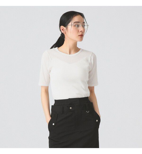 Ray BEAMS 「バックスリット カーブ ヘムTシャツ」|Tシャツ・カットソー|OFF WHITE