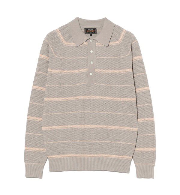 BEAMS PLUS「Knit Polo Basket Weave Stripe」|ポロシャツ|