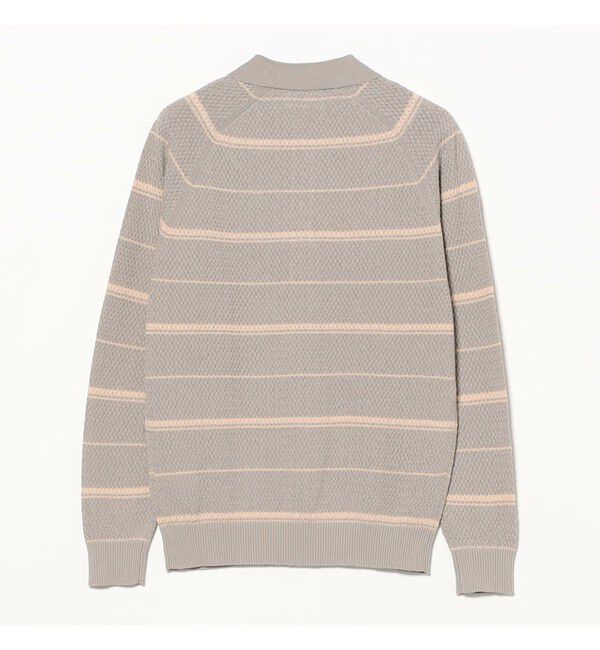 BEAMS PLUS「Knit Polo Basket Weave Stripe」|ポロシャツ|