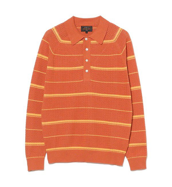 BEAMS PLUS「Knit Polo Basket Weave Stripe」|ポロシャツ|