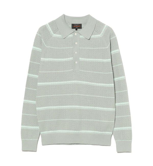 BEAMS PLUS「Knit Polo Basket Weave Stripe」|ポロシャツ|