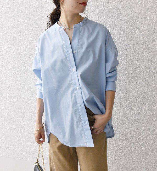 SHIPS any「SHIPS any:〈洗濯機可能〉REPREVE バンド カラー シャツ」|シャツ・ブラウス|