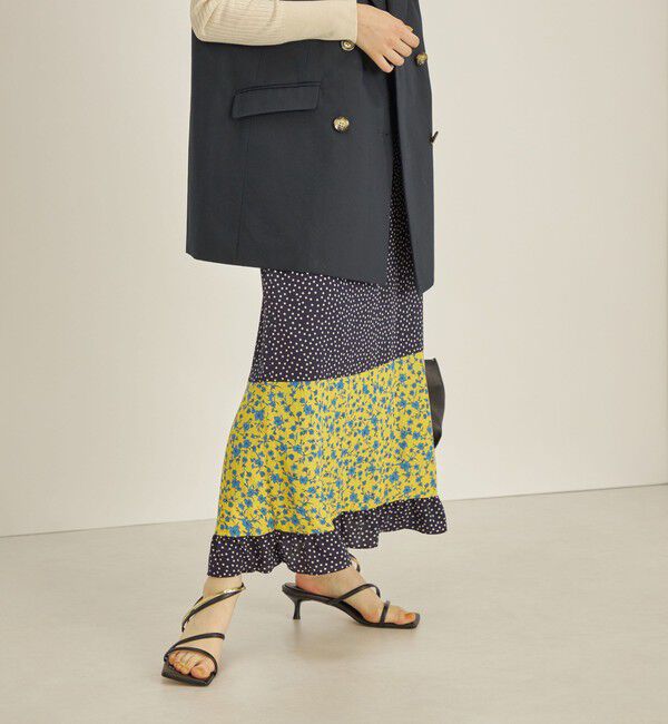 SHIPS for women「〈手洗い可能〉切替 プリント セミフレア スカート」|スカート|