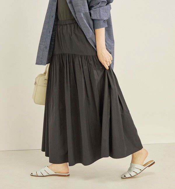 SHIPS for women「〈手洗い可能〉タフタ ティアード ロング スカート」|スカート|