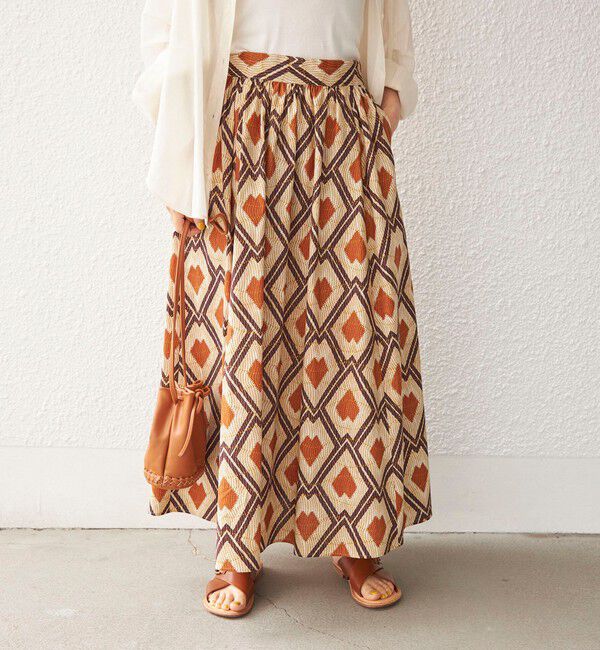 SHIPS for women「〈手洗い可能〉綿 エスニック プリント ボリューム スカート◇」|スカート|