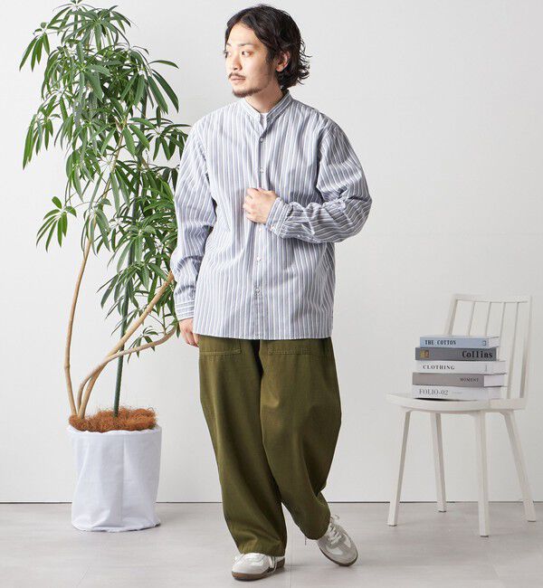 SHIPS any「SHIPS any: ストライプ / ソリッド リラックス バンドカラー シャツ 25AW◇」|シャツ・ブラウス|