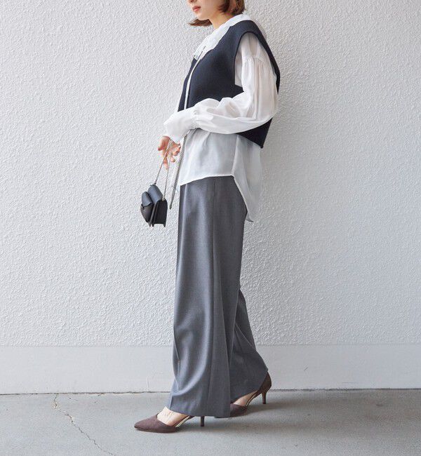 SHIPS for women「〈手洗い可能〉フリルカラー シアー ソリッド ブラウス」|シャツ・ブラウス|