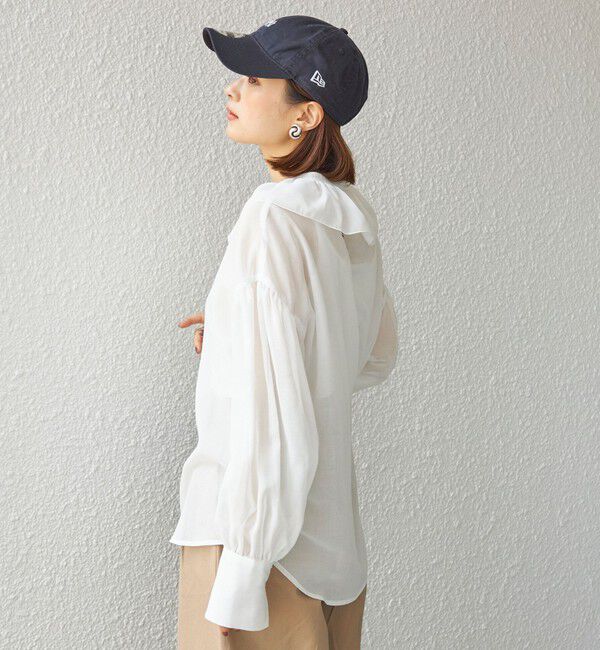 SHIPS for women「〈手洗い可能〉フリルカラー シアー ソリッド ブラウス」|シャツ・ブラウス|