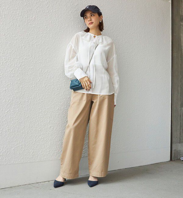 SHIPS for women「〈手洗い可能〉フリルカラー シアー ソリッド ブラウス」|シャツ・ブラウス|