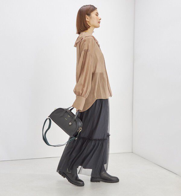 SHIPS for women「〈手洗い可能〉フリルカラー シアー ソリッド ブラウス」|シャツ・ブラウス|