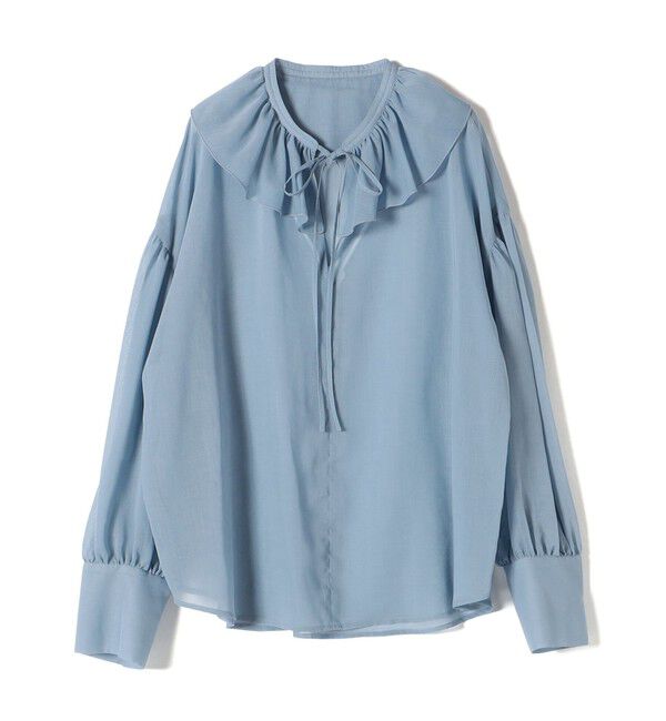 SHIPS for women「〈手洗い可能〉フリルカラー シアー ソリッド ブラウス」|シャツ・ブラウス|