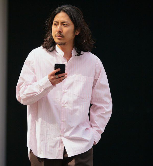 SHIPS「SHIPS: バンドカラー スーピマ コットン ポプリン ストライプ 長袖 シャツ」|シャツ・ブラウス|