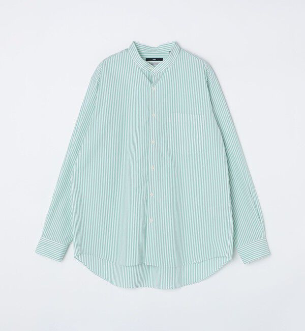SHIPS「SHIPS: バンドカラー スーピマ コットン ポプリン ストライプ 長袖 シャツ」|シャツ・ブラウス|