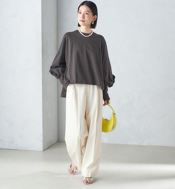 SHIPS for women「〈洗濯機可能〉ロング リブ スリーブ フリル カットソー」|Tシャツ・カットソー|