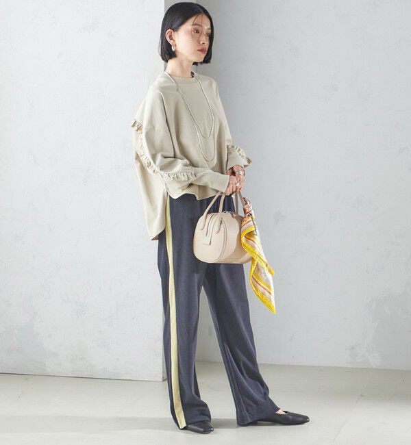 SHIPS for women「〈洗濯機可能〉ロング リブ スリーブ フリル カットソー」|Tシャツ・カットソー|